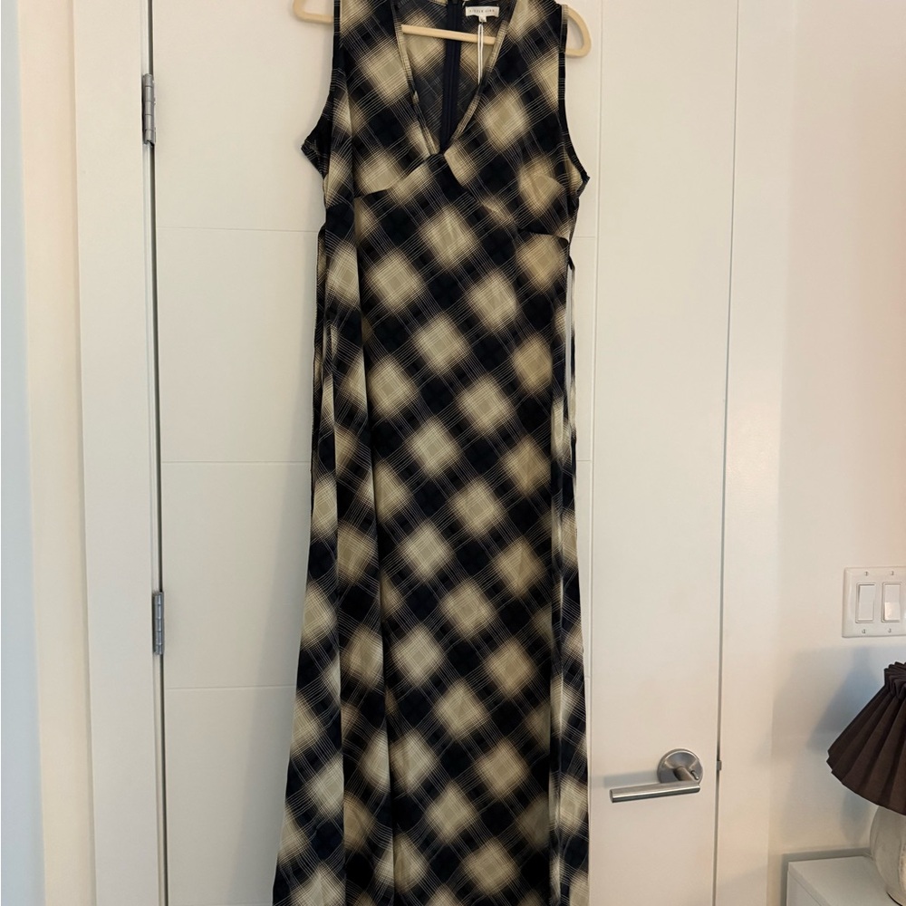 Plaid Maxi Dress with V-Neck